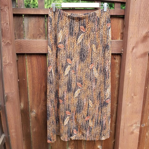 Vintage 90's Notations Fall Vibes Leaf Print Maxi Skirt Size Large - Picture 11 of 11